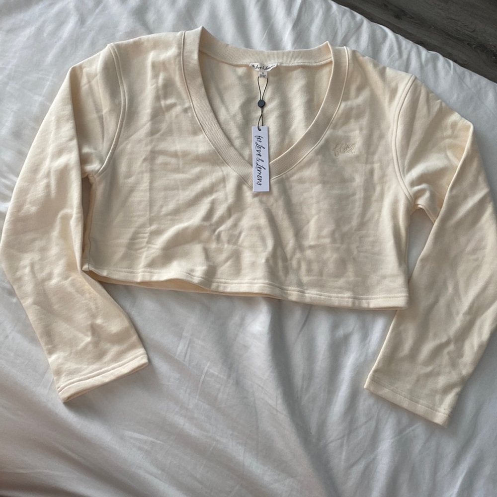 For love and lemons cropped light yellow sweater size M
